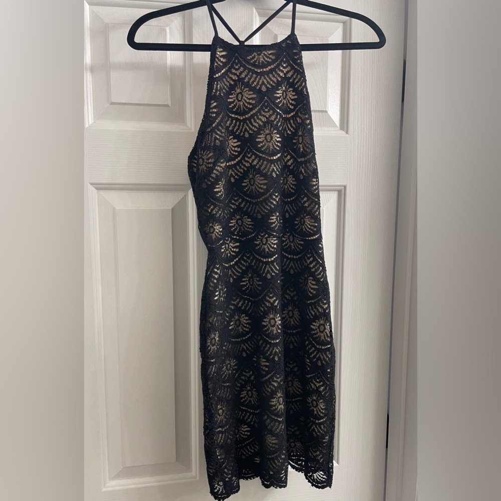 Black Lace Halter Dress
